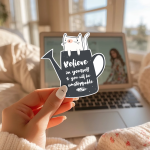 Believe in Yourself and You Will Be Unstoppable Stickers | Motivational Cat Decal, Premium, Laptop Journal Accessory, Empowering Self-Help Gift - Image 2