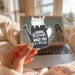 Grow Through What You Go Through Stickers | Resilience Cat Decal, Premium Quality, Laptop Notebook Decor, Encouraging Strength Gift - Image 3