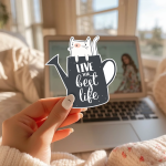 Live Your Best Life Stickers | Empowering Cat Decal, Vinyl Sticker, Goal Setting Journal Planner Decor, Motivational Gift - Image 2